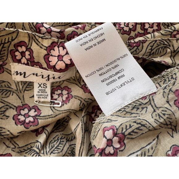 NEW MAISIE NORDSTROM Split Neck Floral Print Cotton Top Size XS - Picture 4 of 4